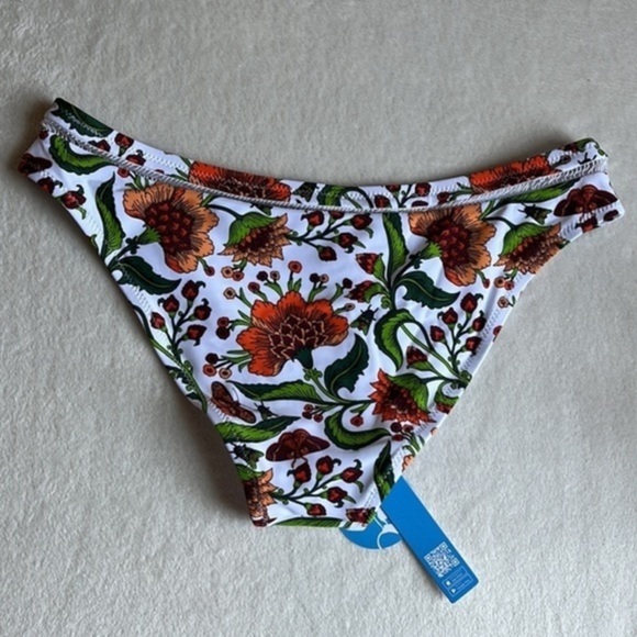 CUPSHE Small Floral Bikini Bottoms - NWT in White, Orange & Green Small‎ - Picture 2 of 2